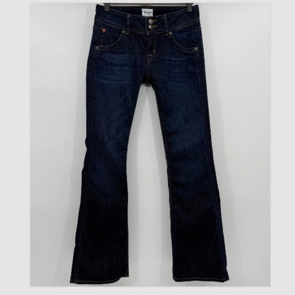 Hudson Jeans Women 26 Blue Signature Petite Bootcut Dark Wash Low Rise 90s Y2K - Picture 1 of 14